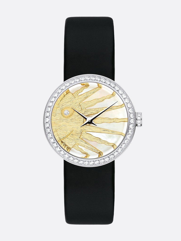Dior La D De Dior Dior Rose Céleste Diamonds Mother of Pearl Dial Black Leather Strap Watch for Women - CD04711X1001 0000 Buy Now By Dior