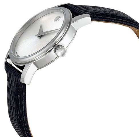 Movado Museum Quartz Silver Dial Black Leather Strap Watch For Men - 2100001 Buy Now By Movado