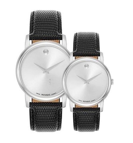 Movado Museum Silver Dial Black Leather Strap Watch For Women - 2100003 Buy Now By Movado