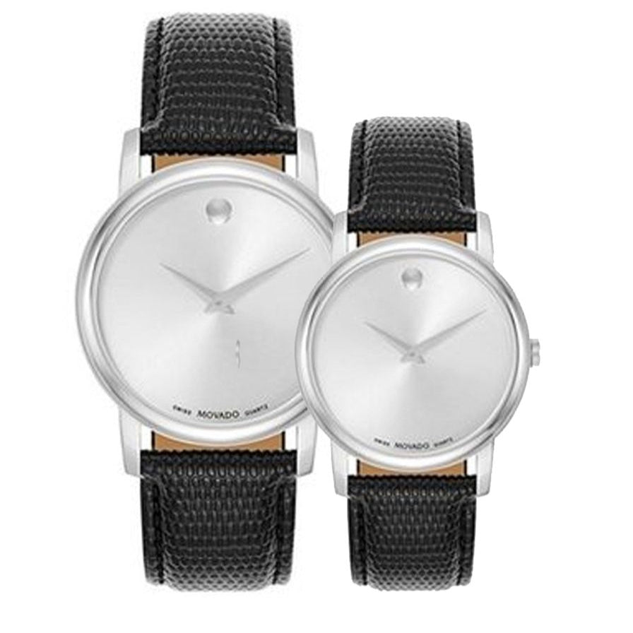 Movado Museum Quartz Silver Dial Black Leather Strap Watch For Men - 2100001 Buy Now By Movado