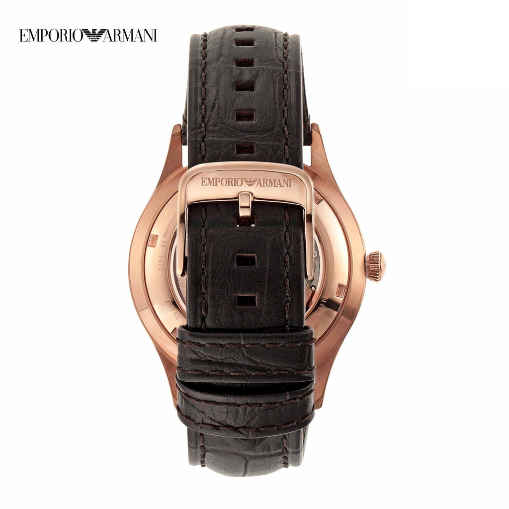 Emporio Armani Meccanico White Dial Brown Leather Strap Watch For Men - AR1920 Buy Now By Emporio Armani