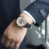 Emporio Armani Luigi Skeleton Silver Dial Black Leather Strap Watch For Men - AR60007 Buy Now By Emporio Armani