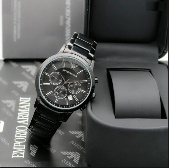 Emporio Armani Classic Chronograph Black Dial Black Stainless Steel Strap Watch For Men - AR2453 Buy Now By Emporio Armani
