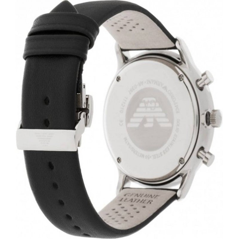 Emporio Armani Gianni Chronograph Black Dial Black Leather Strap Watch For Men - AR0397 Buy Now By Emporio Armani