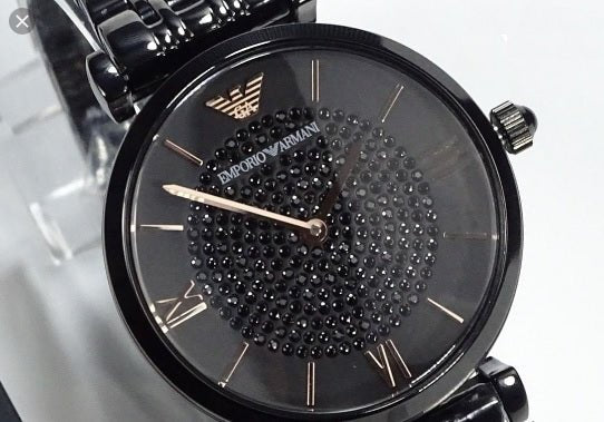 Emporio Armani Gianni T Bar All Black Diamond Dial Watch For Women - AR11245 Buy Now By Emporio Armani
