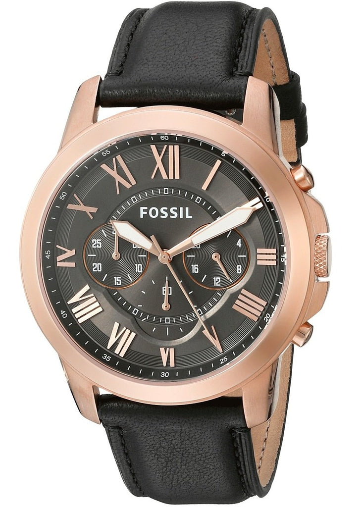 Fossil Grant Chronograph Grey Dial Black Leather Strap Watch for Men - FS5085 Buy Now By Fossil