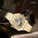 Fossil Retro Analog-Digital Gold Dial Gold Steel Strap Watch for Men - FS5889 Buy Now By Fossil