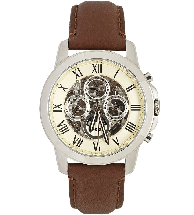 Fossil Grant Automatic White Dial Brown Leather Strap Watch for Men - ME3027 Buy Now By Fossil