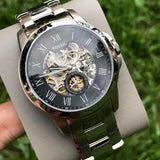 Fossil Grant Skeleton Black Dial Silver Steel Strap Watch for Men - ME3055 Buy Now By Fossil