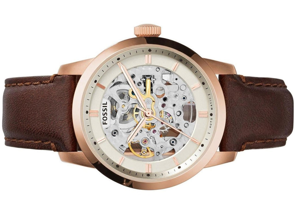 Fossil Townsman Automatic Skeleton White Dial Brown Leather Strap Watch for Men - ME3078 Buy Now By Fossil