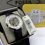 Fossil Townsman Automatic Skeleton White Dial Black Leather Strap Watch for Men - ME3085 Buy Now By Fossil