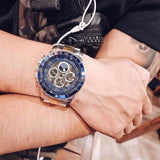 Fossil Grant Sport Automatic Skeleton Blue Dial Two Tone Steel Strap Watch for Men - ME3141 Buy Now By Fossil