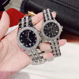 Bulova Crystal Collection Black Dial Silver Steel Strap Watch for Men - 96K102 Buy Now By Bulova