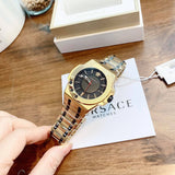 Versace Chain Reaction Quartz Black Dial Two Tone Steel Strap Watch for Men - VEDY00619 Buy Now By Versace