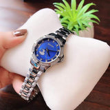 Bulova Crystal Collection Blue Mother of Pearl Dial Silver Steel Strap Watch for Women - 96L238 Buy Now By Bulova