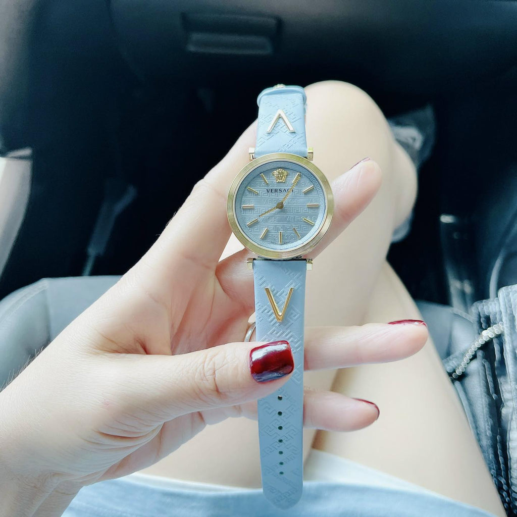 Versace V-Twist Blue Dial Blue Leather Strap Watch for Women - VELS00319 Buy Now By Versace