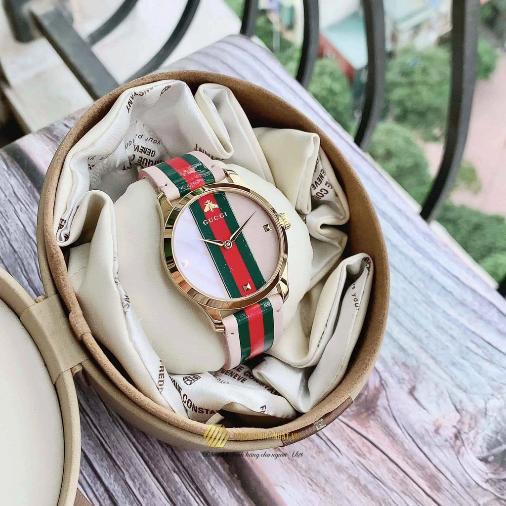 Gucci G Timeless Quartz Pink Dial Three Tone Leather Strap Watch For Women - YA1264118 Buy Now By Gucci