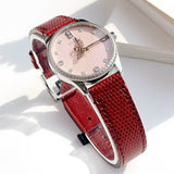 Gucci G Timeless Quartz Diamonds Pink Dial Red Leather Strap Watch For Women - YA1265017 Buy Now By Gucci