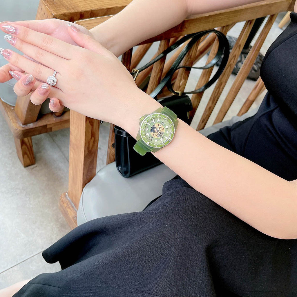 Gucci Dive Automatic Green Dial Green Rubber Strap Unisex Watch - YA136345 Buy Now By Gucci