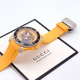 Gucci Dive Tiger Yellow Dial Yellow Rubber Strap Watch For Men - YA136317 Buy Now By Gucci