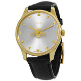 Gucci G Timeless Quartz Silver Dial Black Leather Strap Watch For Women - YA1265023 Buy Now By Gucci
