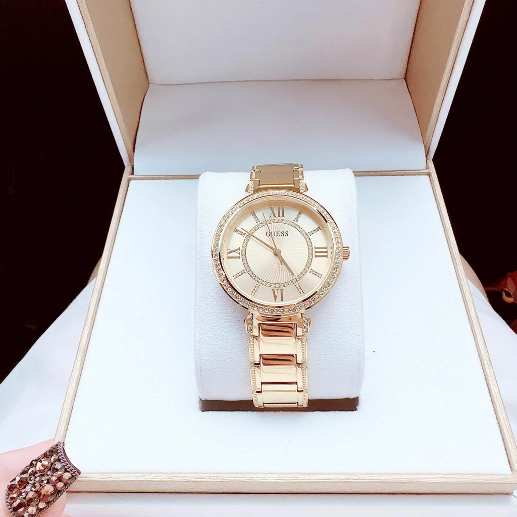 Guess Montage Quartz Gold Dial Gold Steel Strap Watch For Women - GW0588L1 Buy Now By Guess