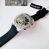 Guess Headline Chronograph Grey Dial Black Rubber Strap Watch for Men - GW0571G1 Buy Now By Guess