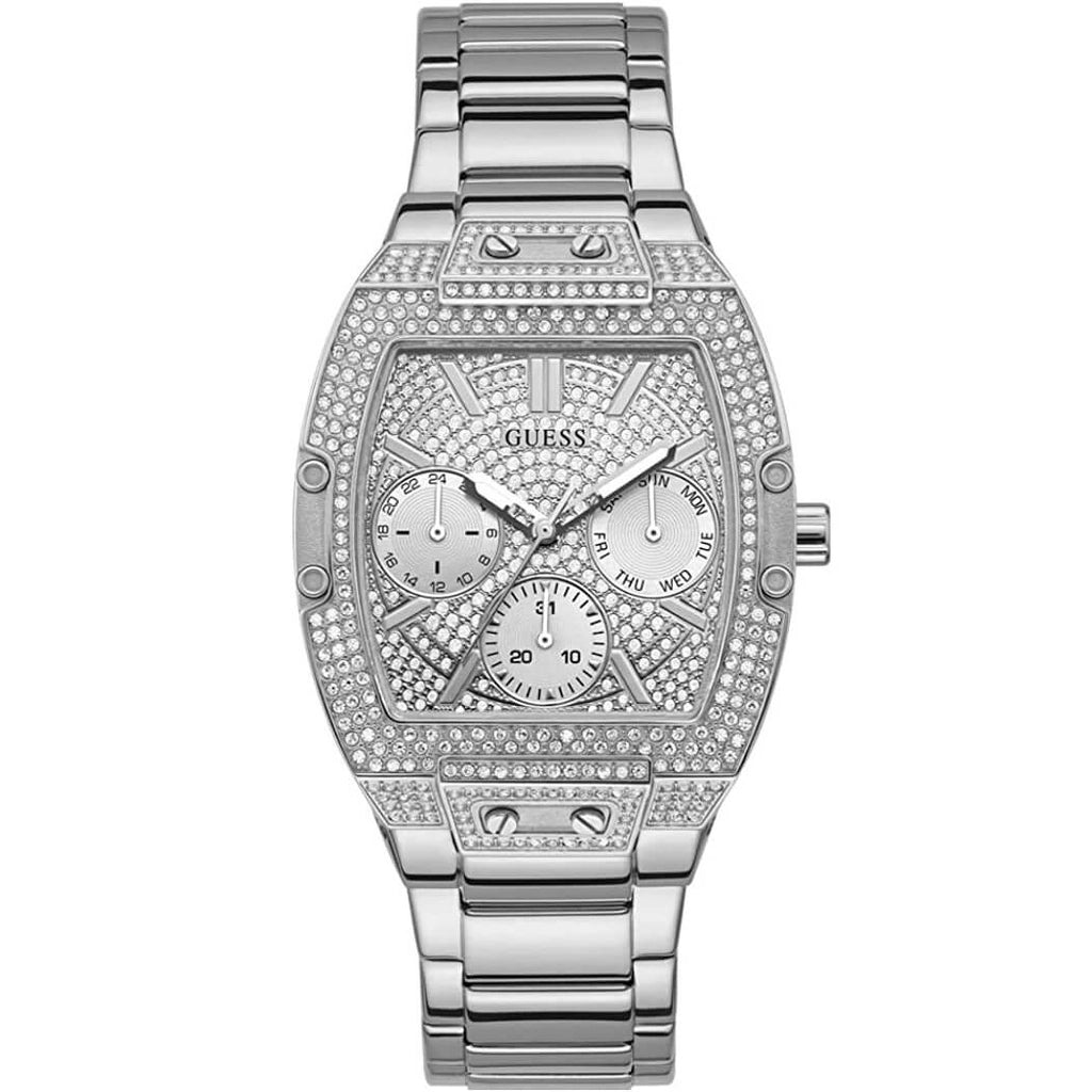 Guess Raven Diamonds Silver Dial Silver Steel Strap Watch for Women - GW0104L1 Buy Now By Guess