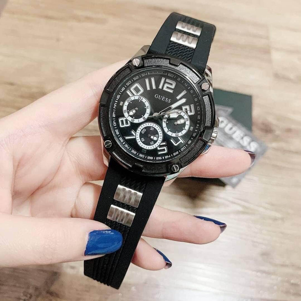 Guess Delta Black Dial Black Silicone Strap Watch for Men - GW0051G1 Buy Now By Guess