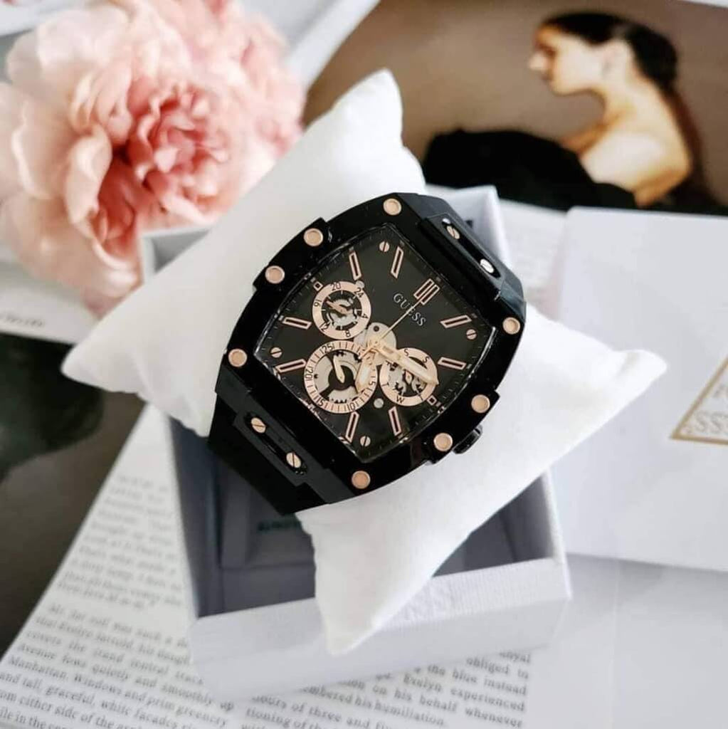 Guess Phoenix Multifunction Black Dial Black Silicone Strap Watch For Men - GW0203G8 Buy Now By Guess