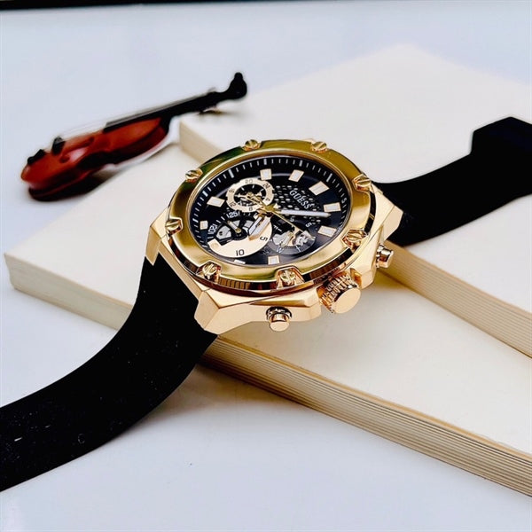 Guess Third Gear Multifunction Black Dial Black Rubber Strap Watch for Men - GW0334G2 Buy Now By Guess