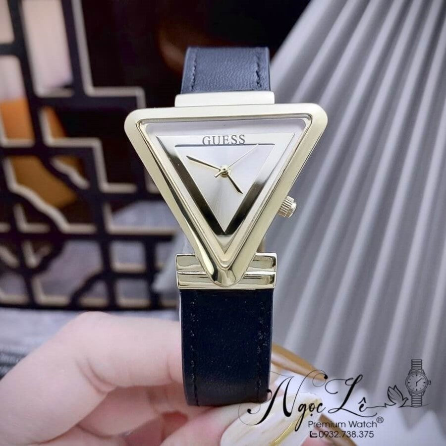 Guess Fame Quartz Gold Dial Black Leather Strap Watch For Women - GW0548L3 Buy Now By Guess