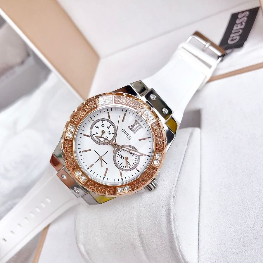 Guess Limelight White Dial White Rubber Strap Watch for Women - W1053L2 Buy Now By Guess