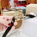 Guess Frontier Diamonds Gold Dial Black Rubber Strap Watch For Women - W1160L1 Buy Now By Guess