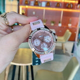 Guess Frontier Diamonds Rose Gold Dial Pink Rubber Strap Watch For Women - W1160L5 Buy Now By Guess