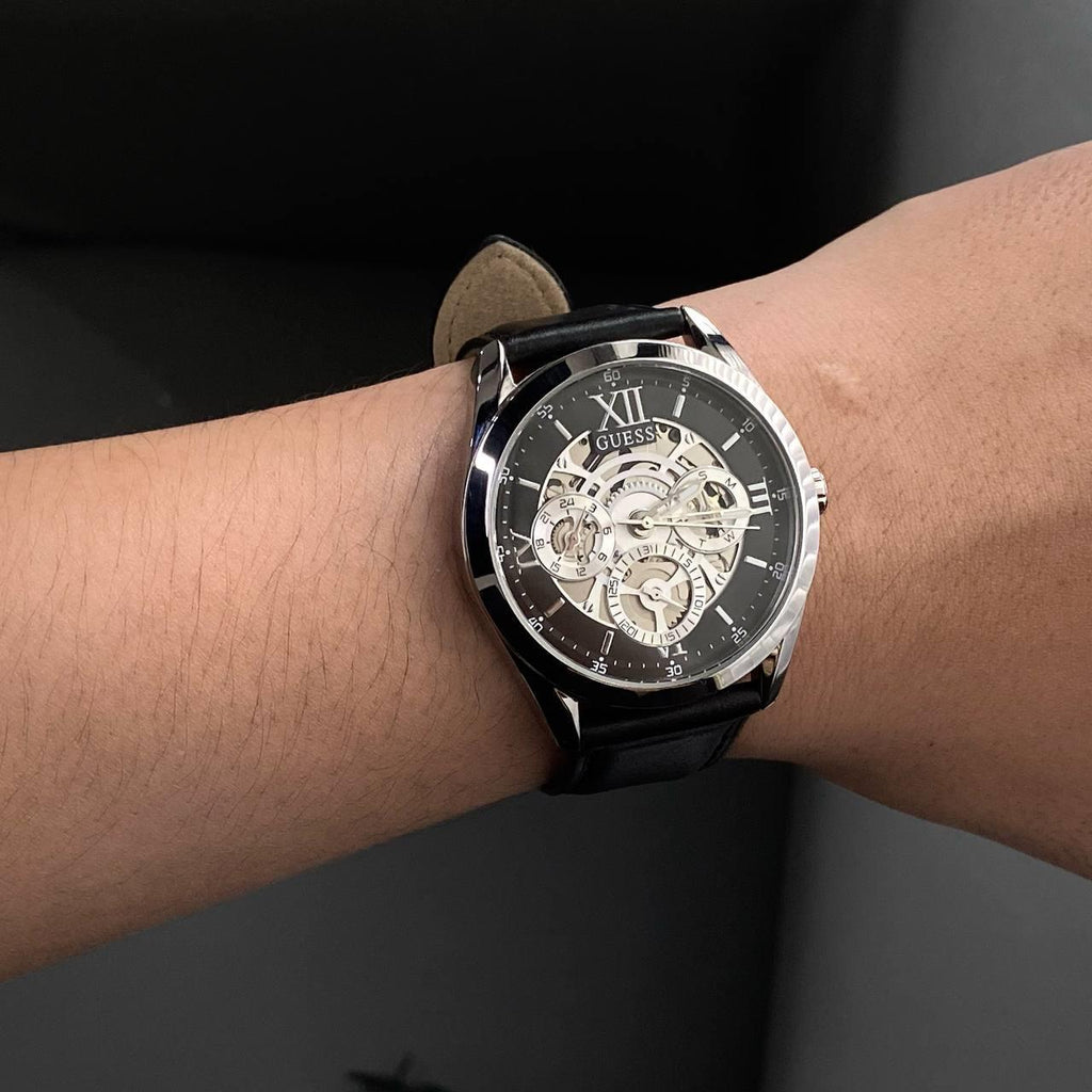 Guess Tailor Multifunction Black Dial Black Leather Strap Watch for Men - GW0389G1 Buy Now By Guess