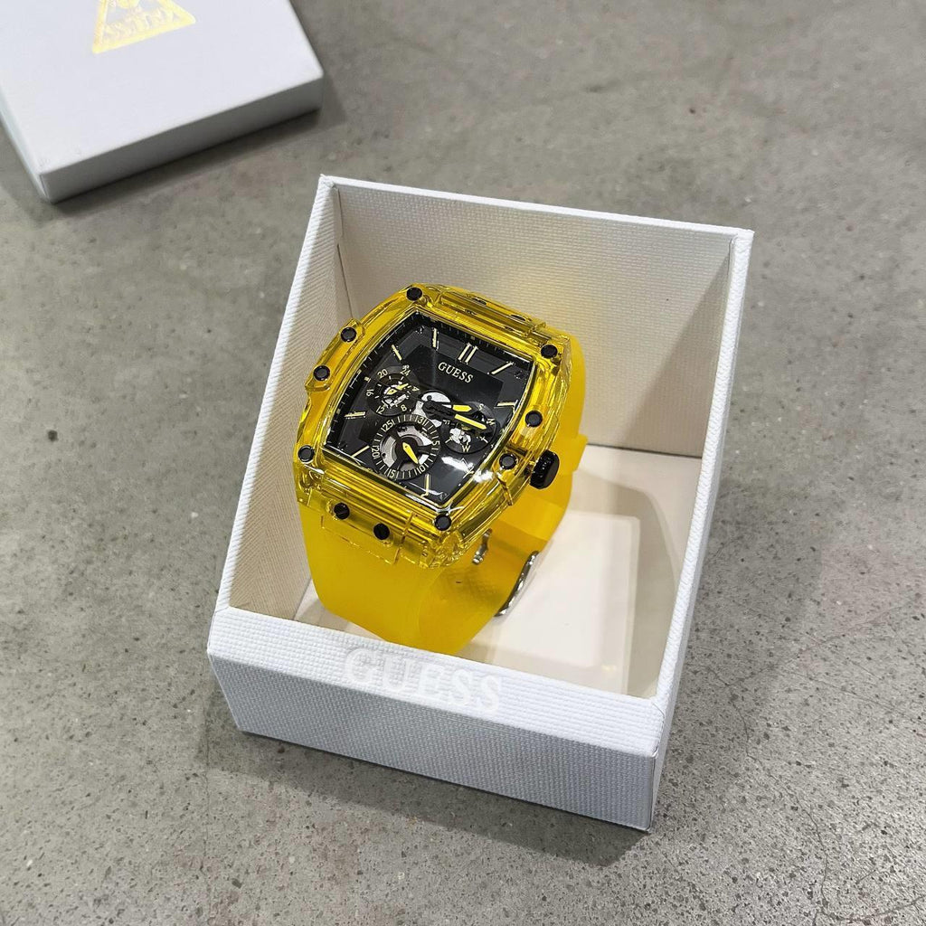 Guess Phoenix Multi Function Black Dial Yellow Rubber Strap Watch for Men - GW0203G6 Buy Now By Guess