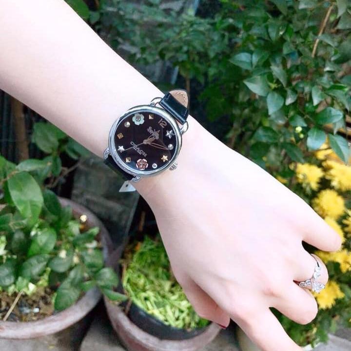 Coach Delancey Black Dial Black Leather Strap Watch for Women - 14502780 Buy Now By Coach