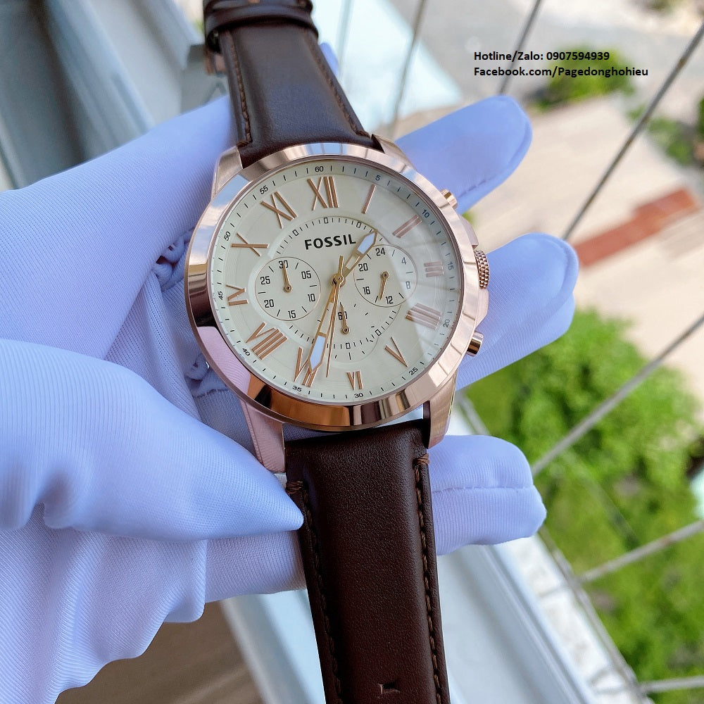 Fossil Grant Chronograph White Dial Brown Leather Strap Watch for Men - FS4991 Buy Now By Fossil