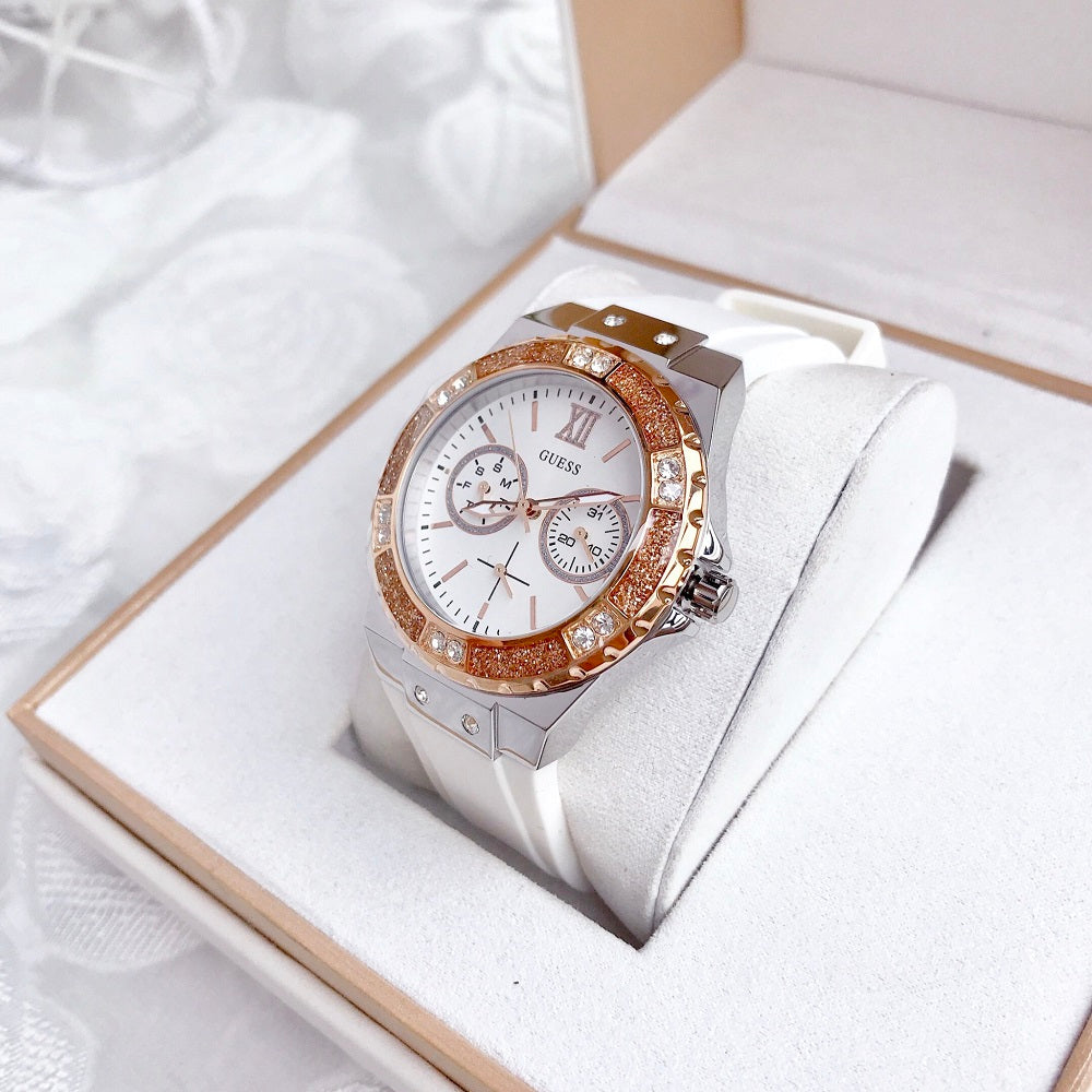 Guess Limelight White Dial White Rubber Strap Watch for Women - W1053L2 Buy Now By Guess