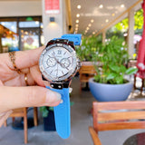 Guess Limelight Crystals White Dial Blue Rubber Strap Watch for Women - W1053L5 Buy Now By Guess