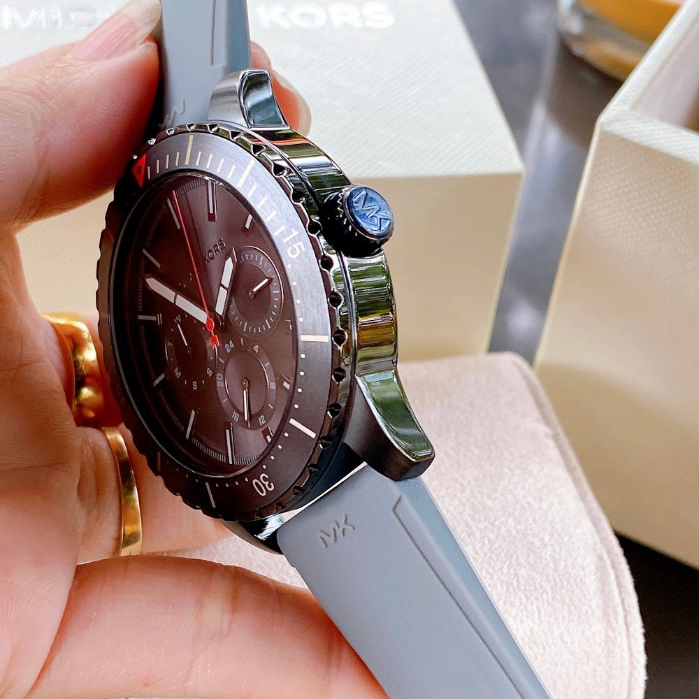 Michael Kors Cunningham Multifunction Grey Dial Grey Rubber Strap Watch For Men - MK7164 Buy Now By Michael Kors
