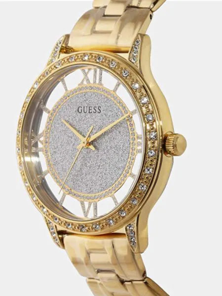 Guess Analog Diamonds Silver Dial Gold Steel Strap Watch For Women - W1013l2 Buy Now By Guess