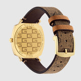 Gucci Grip Disney Mickey Mouse Gold Dial Brown Leather Strap Watch For Women - YA157420 Buy Now By Gucci