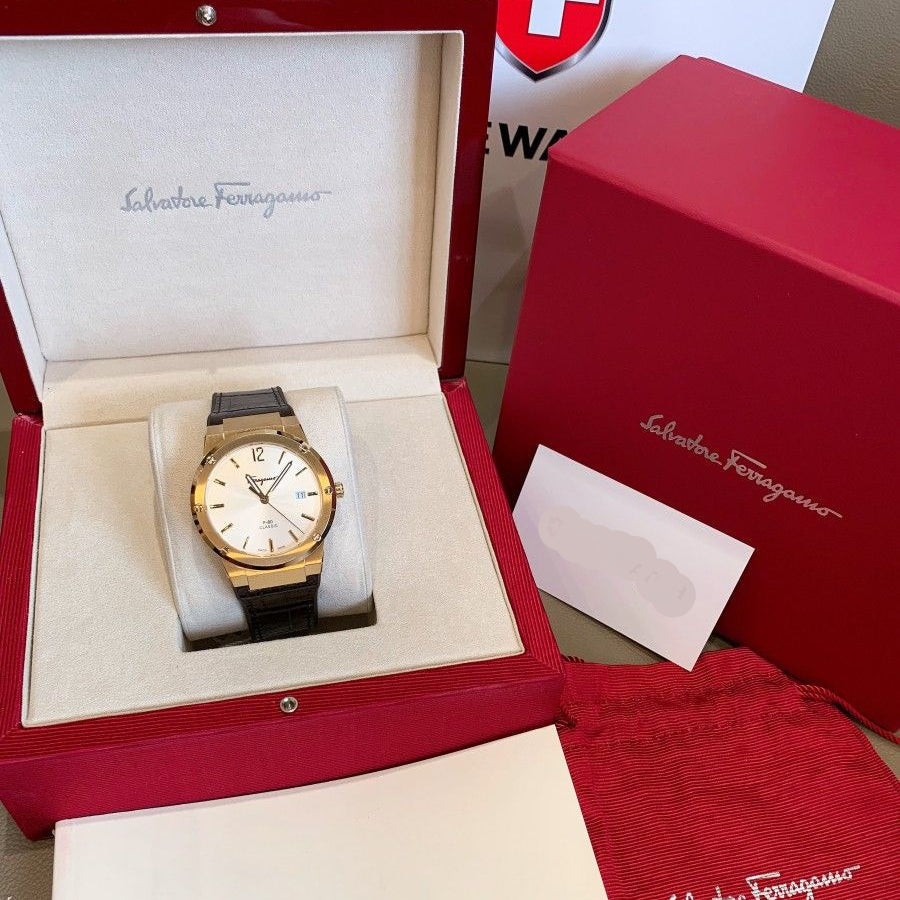 Salvatore Ferragamo F-80 Classic Silver Dial Brown Leather Strap Watch for Men - SFDT00419 Buy Now By Salvatore Ferragamo