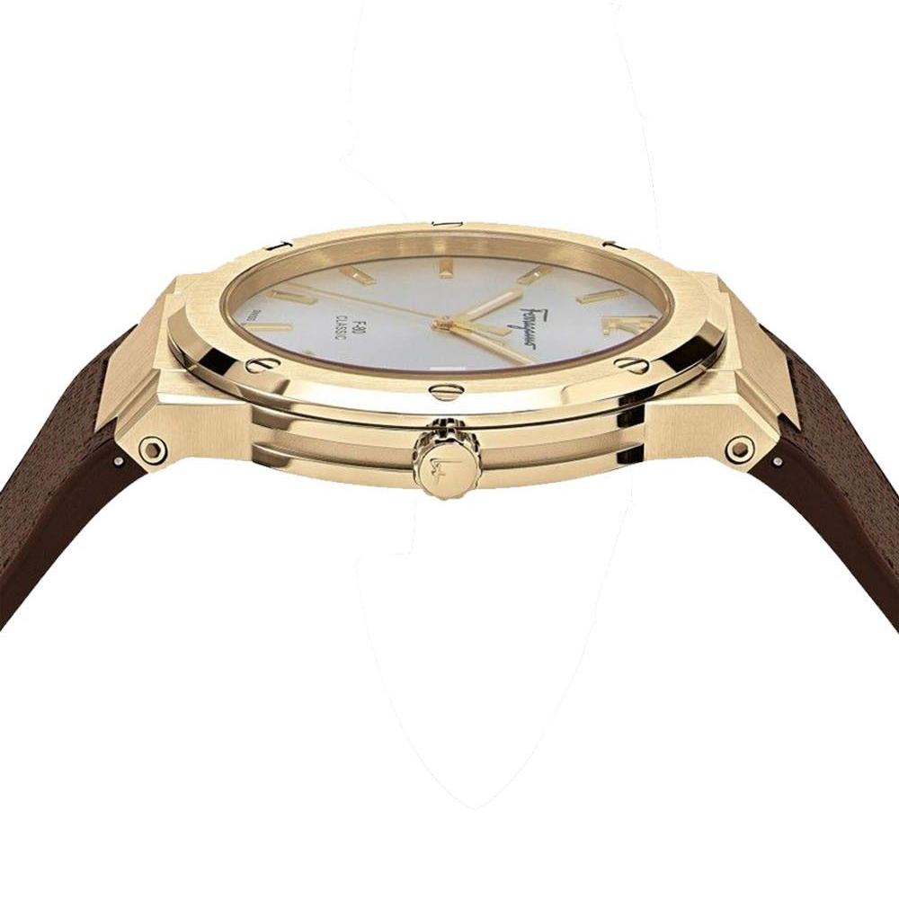 Salvatore Ferragamo F-80 Classic White Dial Brown Leather Strap Watch for Men - SFDT00819 Buy Now By Salvatore Ferragamo
