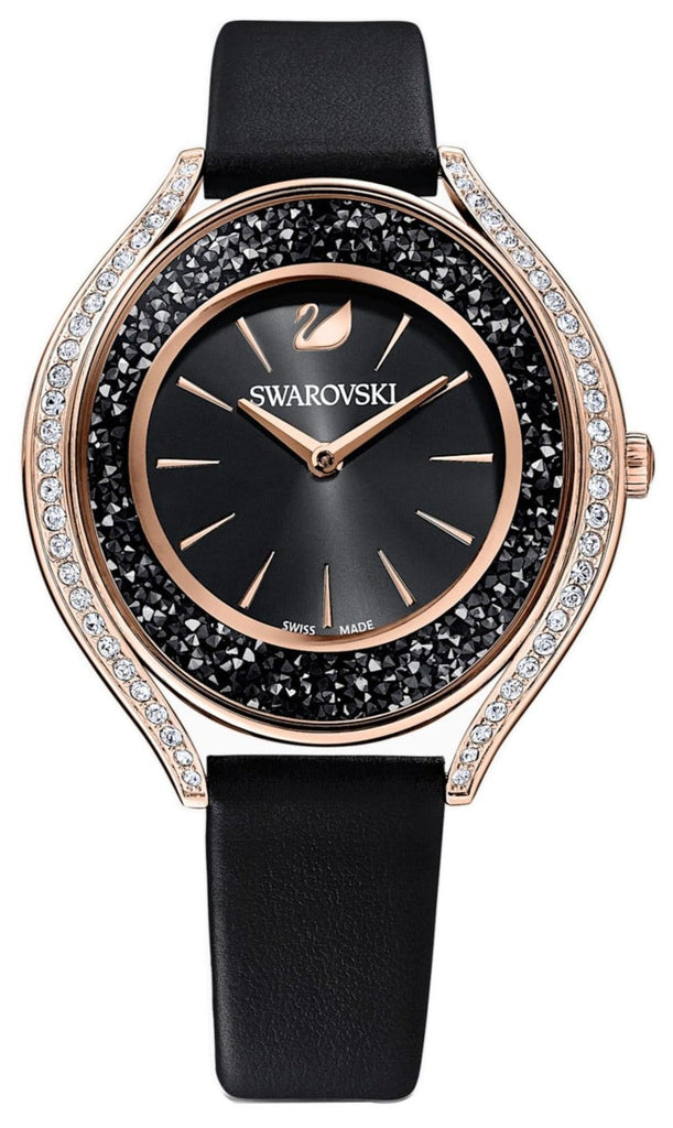 Swarovski Crystalline Aura Black Dial Black Leather Strap Watch for Women - 5558634 Buy Now By Swarovski