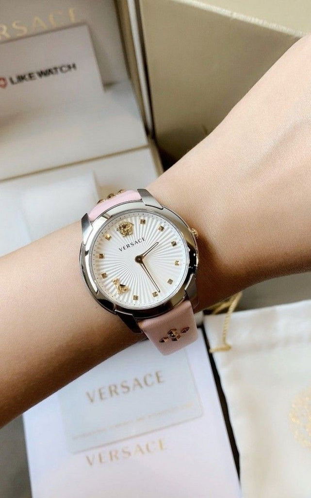 Versace Audrey Quartz White Dial Pink Leather Strap Watch for Women - VELR00119 Buy Now By Versace
