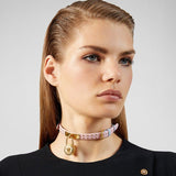 Versace Medusa Lock Icon Quartz Gold Dial Pink & Blue Leather Strap Watch For Women - VEDW00219 Buy Now By Versace