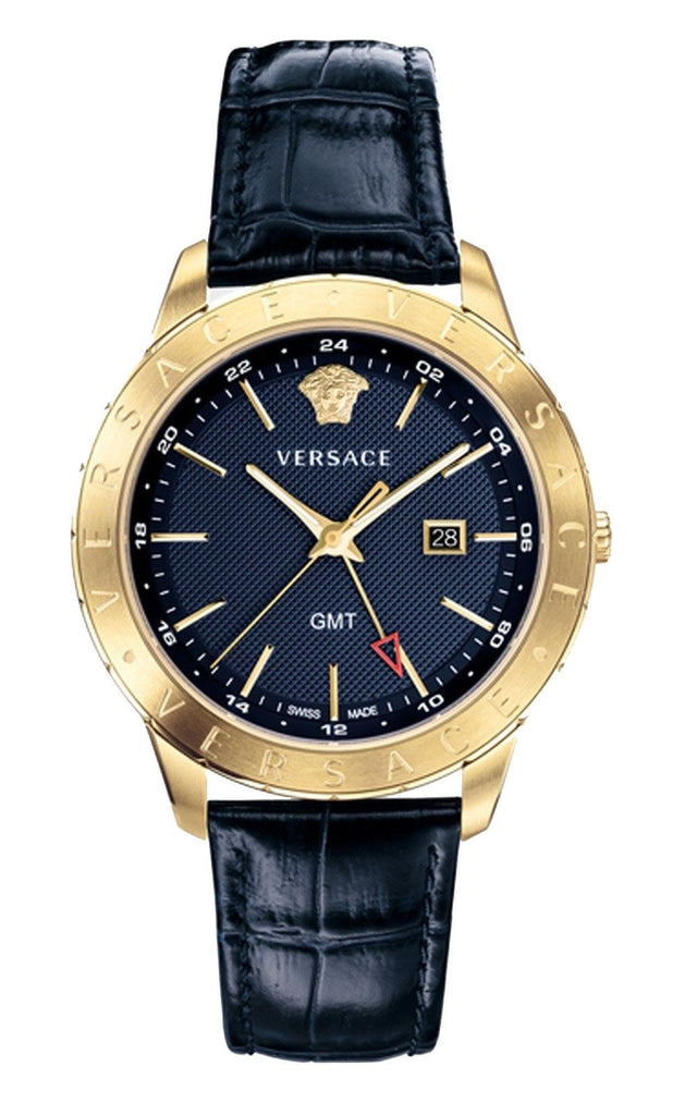 Versace Univers Navy Blue Dial Navy Blue Leather Strap Watch for Men - VEBK00318 Buy Now By Versace